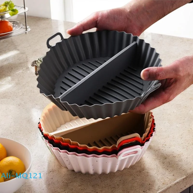 

Multifunctional Silicone Tray For Air Fryer High-Temperature Bakeware Baking Delicacies Double-Piece Partition