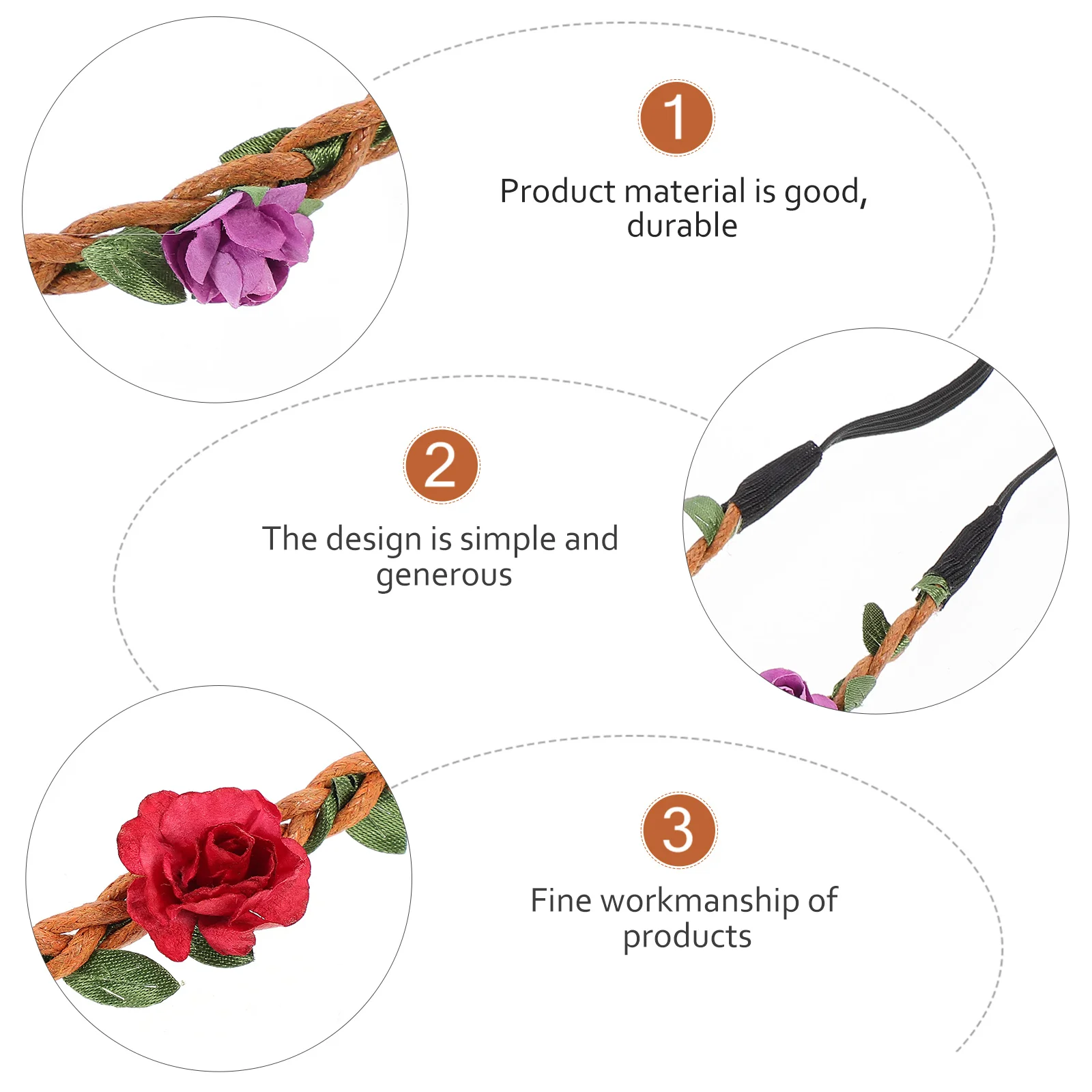 

4Pcs Floral Hair Floral Headb s Accessories Bright Colors Rose Rose Crown Headb Long Use Women Girls