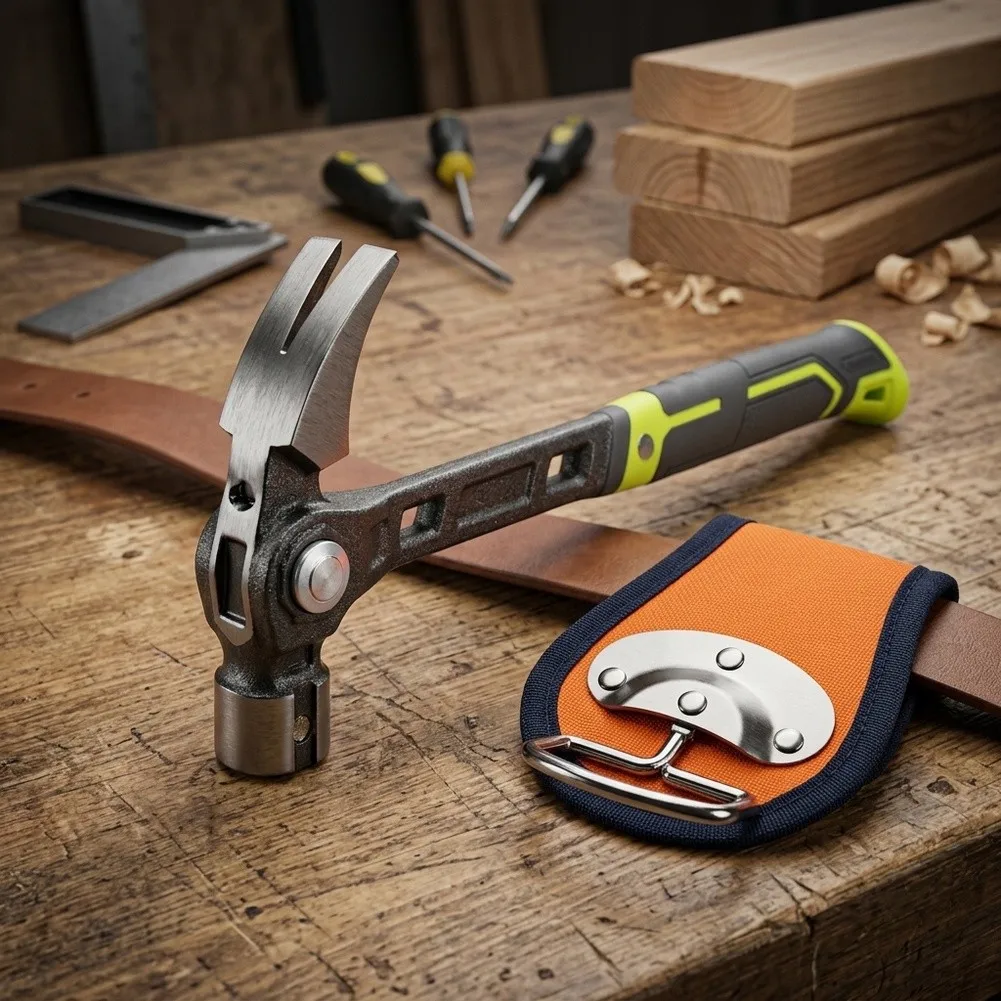 Multi-functional Claw Hammer For Versatile Use With 3-Angles And Magnetic Nail Grip Plus Stand For Home Improvement Projects