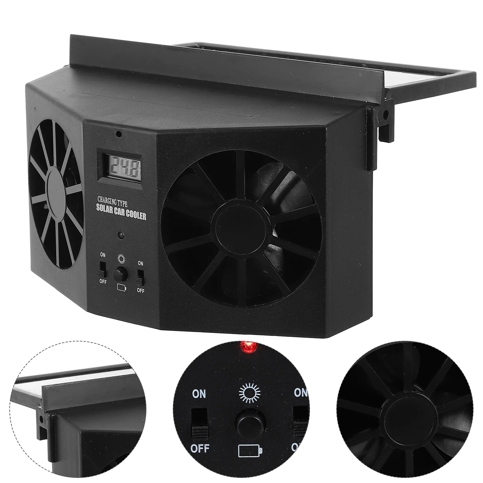 

Автомобильный оконный вентилятор на солнечной энергии поглощает солнечный свет, преобразование электроэнергии, устранение запаха, комфорт вождения, простая установка