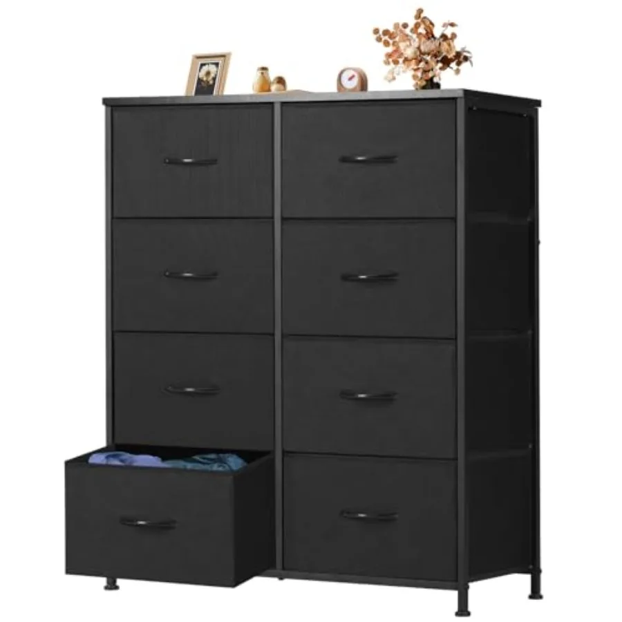 

Dresser for Bedroom, Storage Fabric, Metal Frame and Wooden Top, Tall Storage Drawer Dresser for Closet with Easy Pull Handles