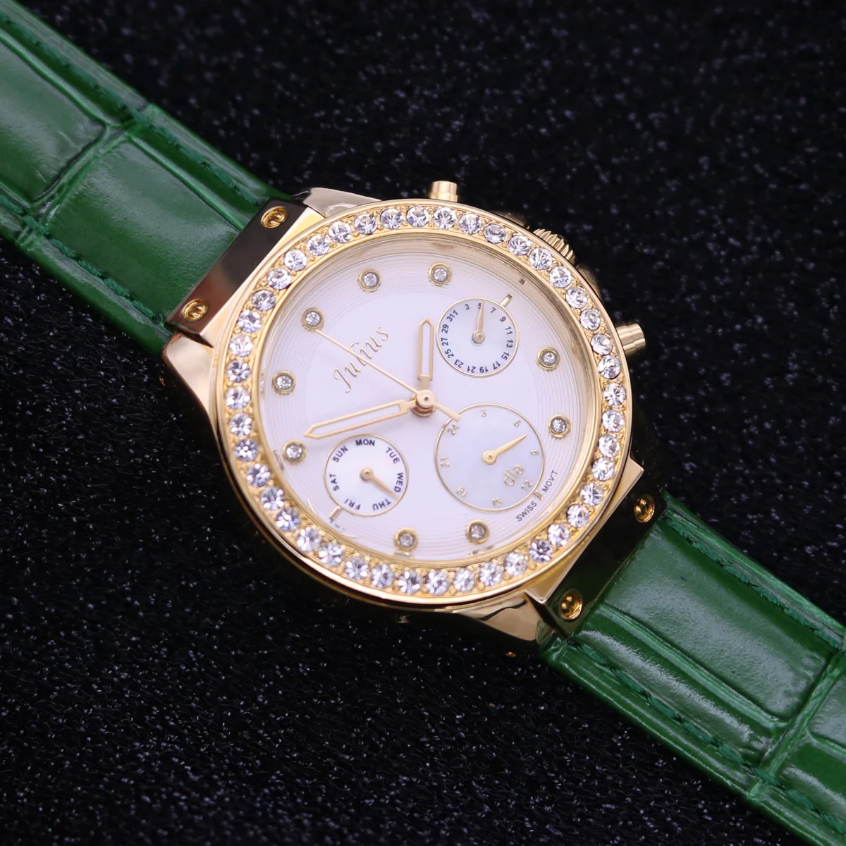 Sale Real Multi-function Women's Watch Quartz Fashion Crystal Fine Hours Sport Real Leather Girl Birthday Gift Julius Box