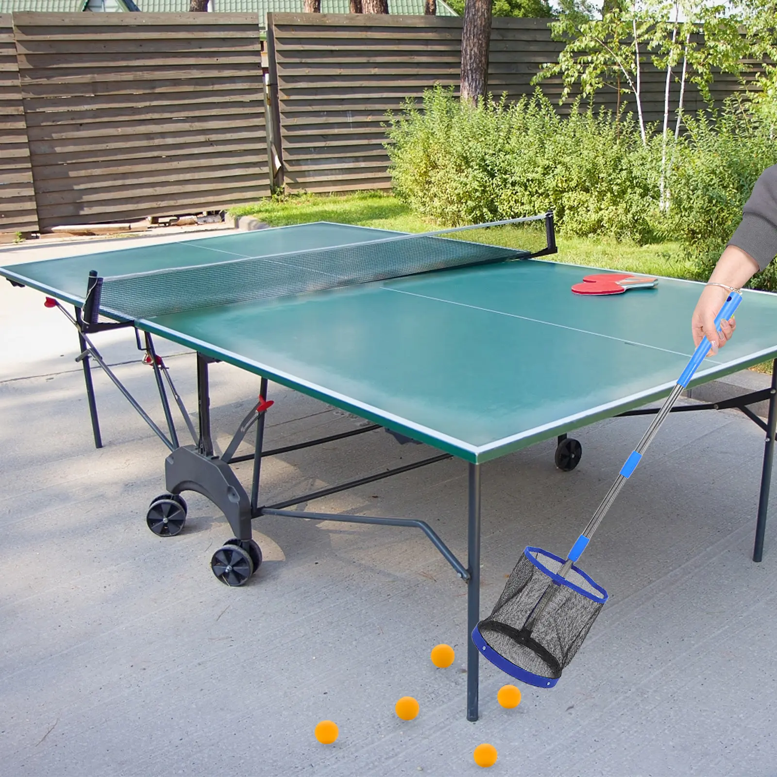 

Сборщик мячей для настольного тенниса, большой емкости, из нержавеющей стали, с регулируемой ручкой, портативный, удобный для занятий спортом