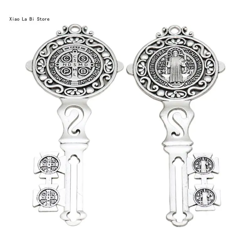 2Pcs Elegant Christ Key Wall Door Hanger Multi Purpose Metal Necklace XXFD