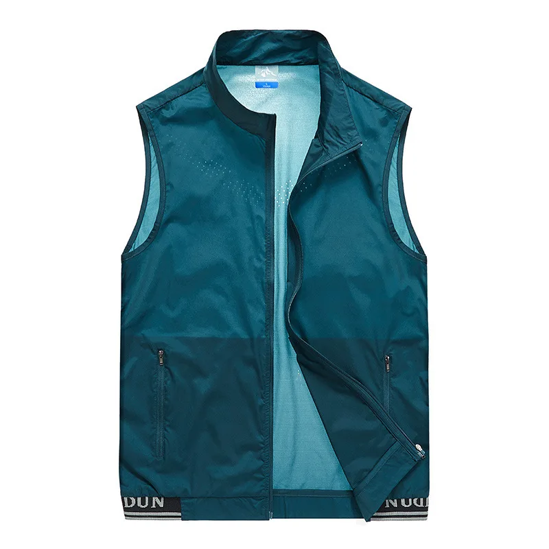 MaiDangDi-Chaleco sin mangas con cuello levantado para hombre, chaqueta informal ligera y transpirable para deportes al aire libre, caminar, ropa de