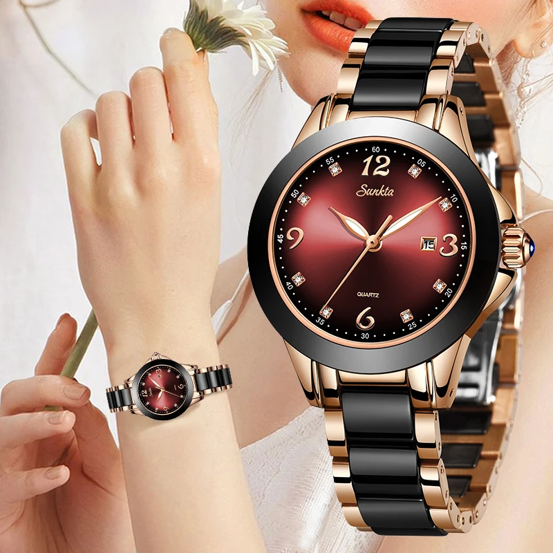 LIGE Fashion Ladies Watch Elegant Dress Womens Wristwatches Ceramic Bracelet Watches for Women Waterproof Date Clock Reloj Mujer