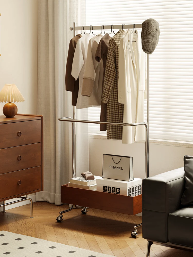 Second-hand coat rack floor-to-ceiling bedroom home simple solid wood movable secondary air purification living room hanger stor