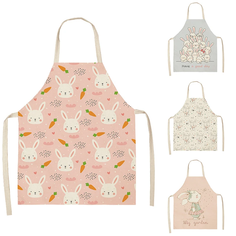 Cute bunny pattern apron home kitchen cooking baking apron children's dining bib anti-fouling cleaning tool