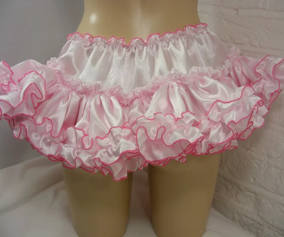 

SISSY ADULT BABY FANCY DRESS pink/ cerise SATIN MICRO MINI FRILLY skater SKIRT