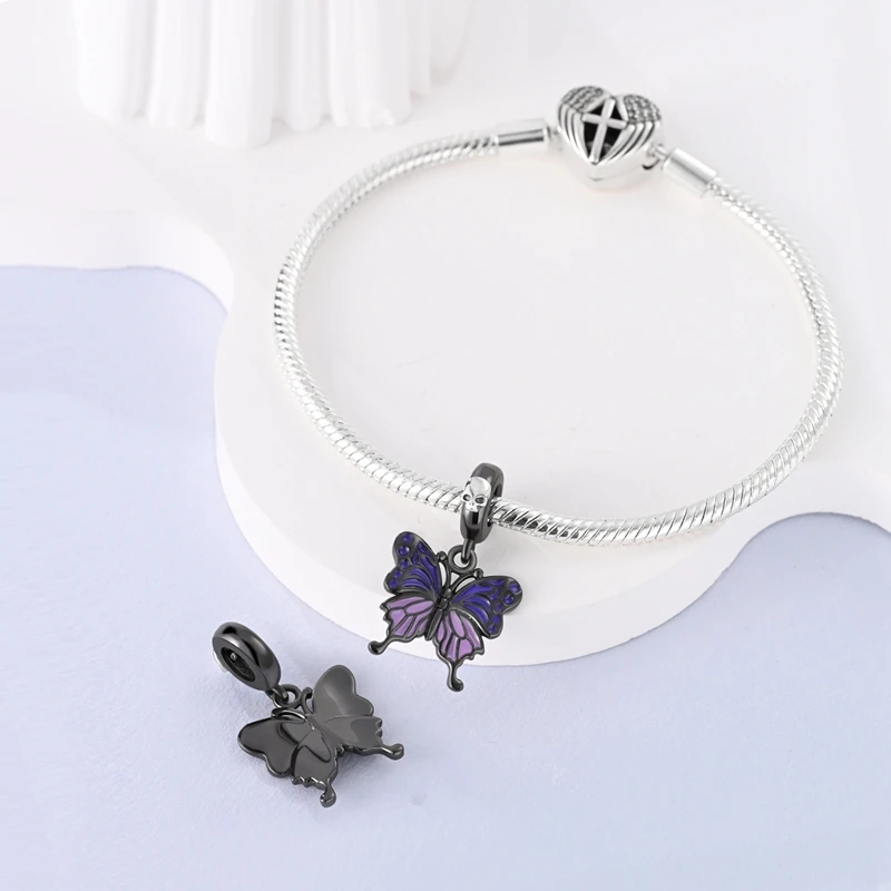 Exquisite 925 Sterling Silver Maple Leaf Pumpkin Butterfly Fruit Bee Fox Charm Fit Bracelet Necklaces Women's Gentle Jewelry