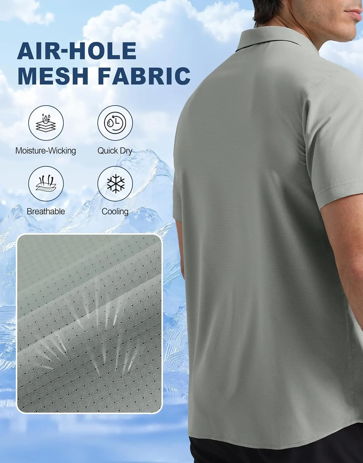Pioneer Camp Men Fishing Shirts with Zipper Pocket UPF 50+ Lightweight Casual Short Sleeve Button
