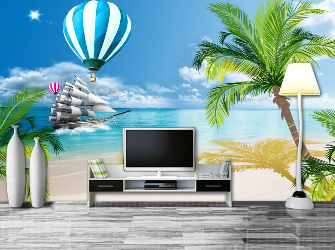 

custom mediterranean island coconut trees Mural Wall Painting wallpapers for Living Room TV Background Wall Cloth 3D Wallpaper