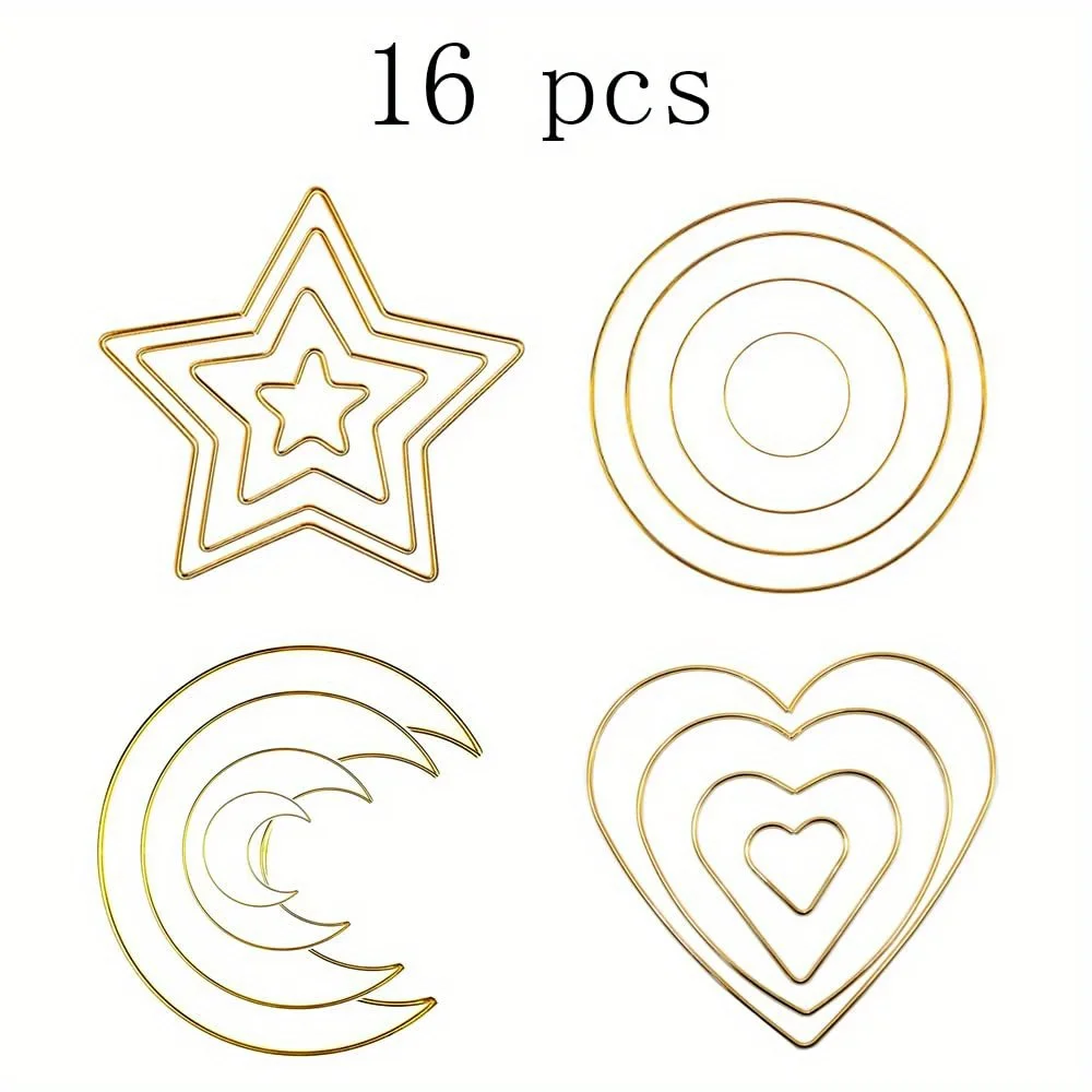 16 Pieces Metal Rings Set for Crafts, Decorative Rings for Hanging, Macrame Rings,Metal Rings for Crafts, Wire Rings for Crafts,