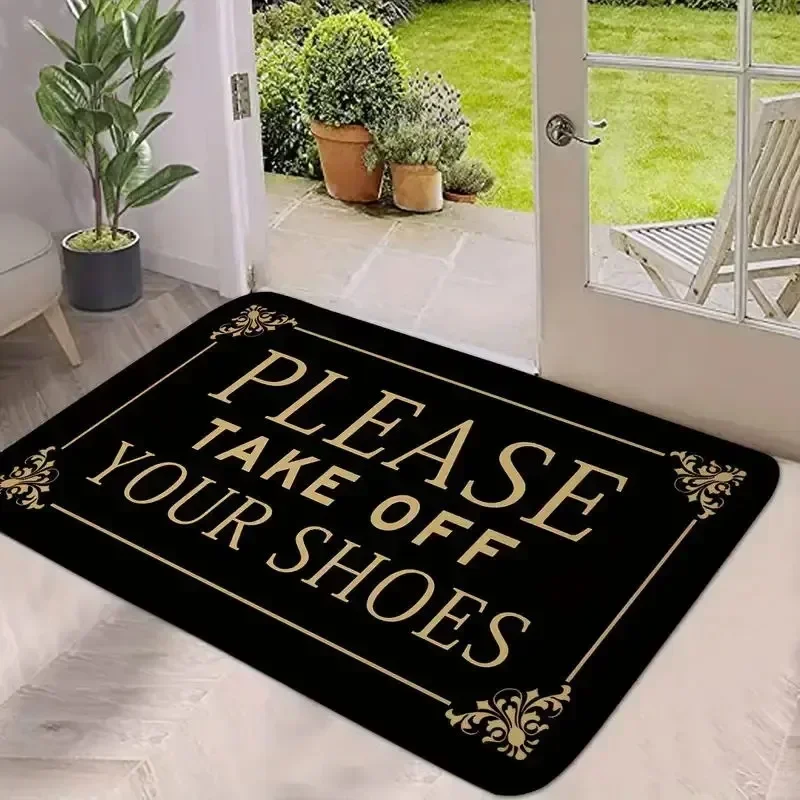 Letters Welcome Door Mat Black Living Room Bedroom Decor Carpets Non-slip Kitchen Bathroom Entrance Doormats Porch Rugs Washable