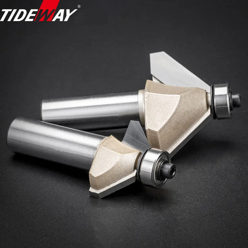 45 Degree Bevel Edge Forming Chamfer Router Bits with Bearing Chamfering CNC Wood Cutting Tools Woodworking Milling Cutter