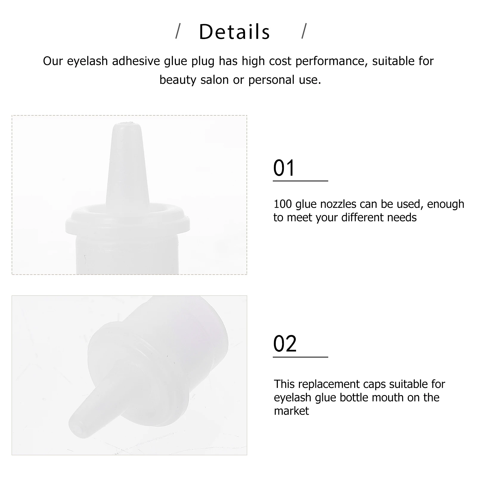

100pcs Eyelash Eyelash Extension Glue Bottle Plug Nozzle Replacement Cap Plastic Tip Bottle Plug For Beauty Salon DIY