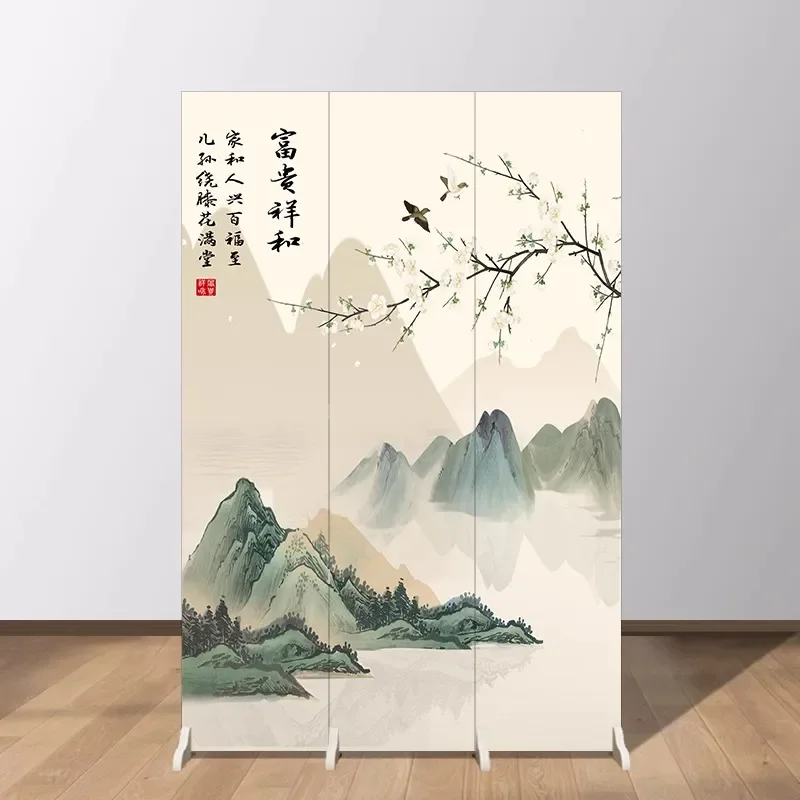 Chinese Landscape Folding Screen Room Divider for Living Room Office Bedroom Entrance Privacy Partition Wall Decor
