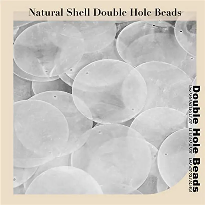 ABXF-120Pcs 2 Inch Round Capiz Shells With 2 Holes Round Natural Shell White Shells For Wind Chimes Jewelry Making Home Decor