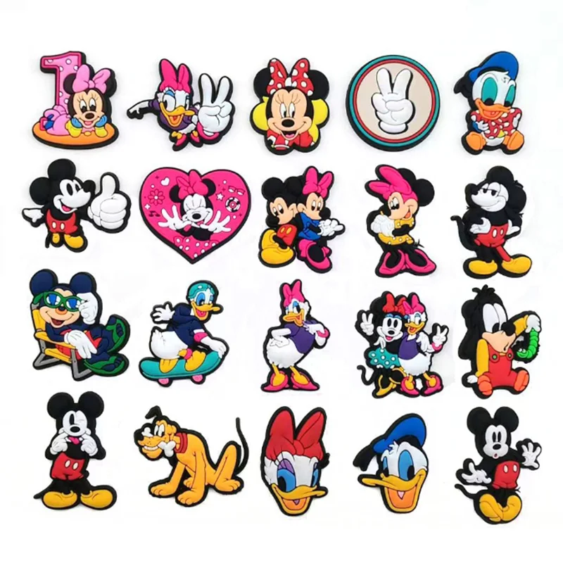 Disney Anime Mickey And Minnie Shoes Charms for Clogs Sandals Decoration PVC Cartoon Shoe Accessories Charms for Friends Gifts