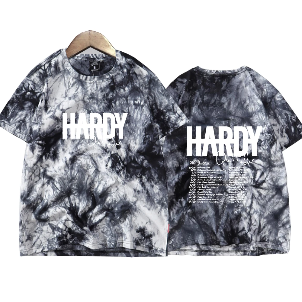 Hardy Quit Tour 2024 Tie Dye Shirts Printing Harajuku Summer Man and Woman Casual Tee Tops Regular Tops Oversize