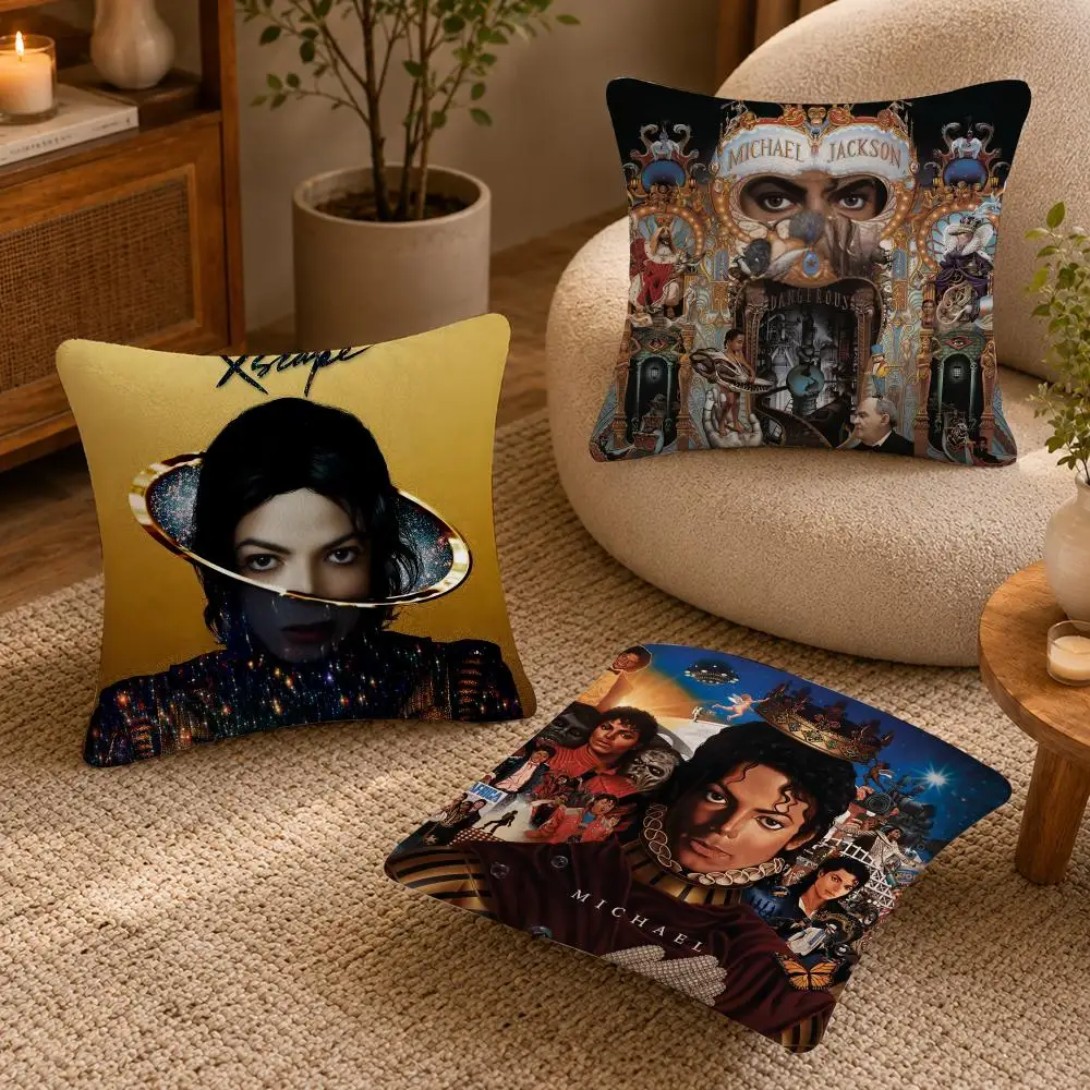 Singer M-Michael Jacksons Cushion Cover Soft Short Plush Pillow Case Double Sided Print Washable Sofa Bed Home Decor Gift