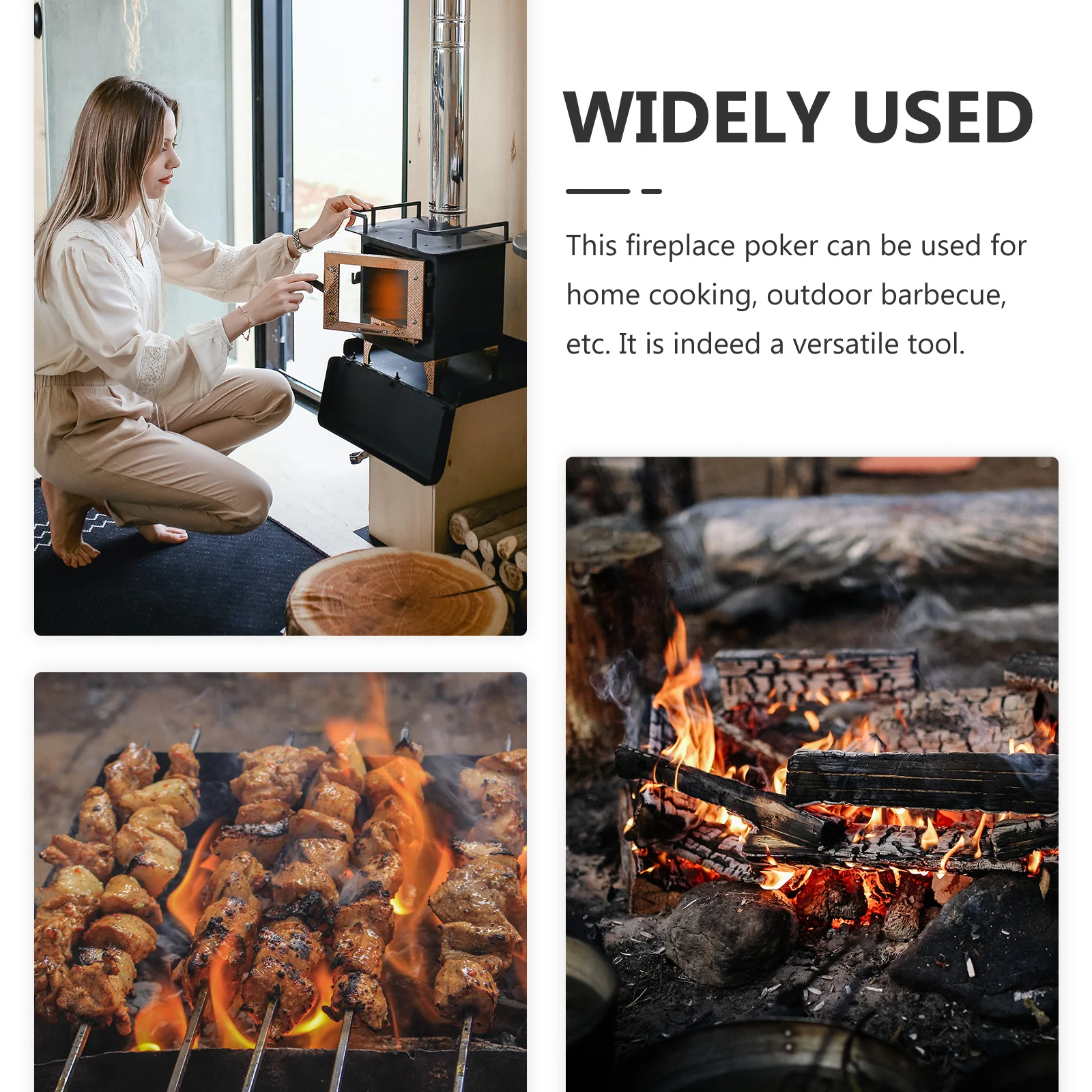 

Iron Fire Poker Long Handle Metal Fireplace Poker Tool Outdoor Fire Pit Accessories Indoor Use Fireplace Tools