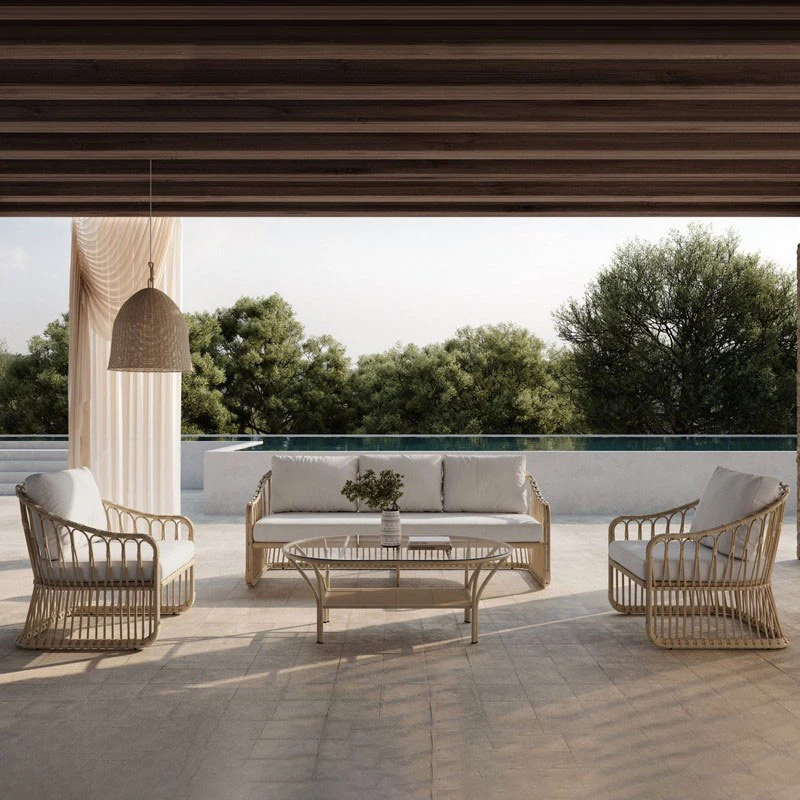 Modern Garden Tables and Chairs Courtyard Villa Creative Waterproof Sofa Tea Table Combination 4 Pieces of Furniture