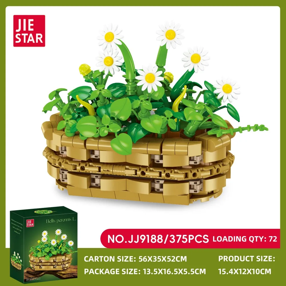 375 قطعة من مكعبات بناء نباتات الأقحوان - ديكور وعاء بونساي صغير للمكتب، لا حاجة إلى ماء هدية إبداعية للبالغين والمراهقين