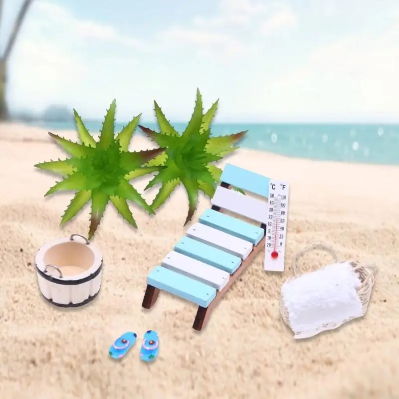 

1/12 Doll House Miniature Beach Chair Natural Furniture Scene Model Figurine A2UB