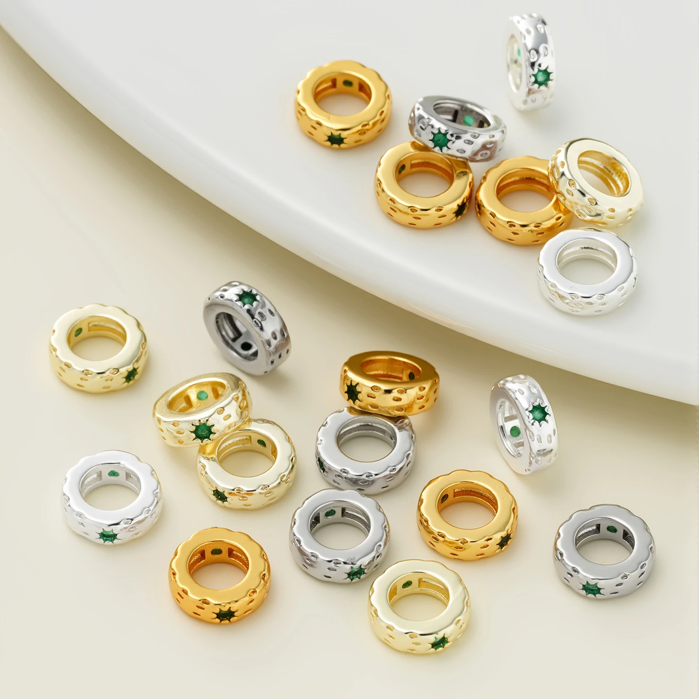 Медные бусины-разделители золотого цвета 14/18 карат, бусины для изготовления ювелирных изделий, разделительные бусины с цирконом, аксессуары для ожерелья/браслетов «сделай сам»