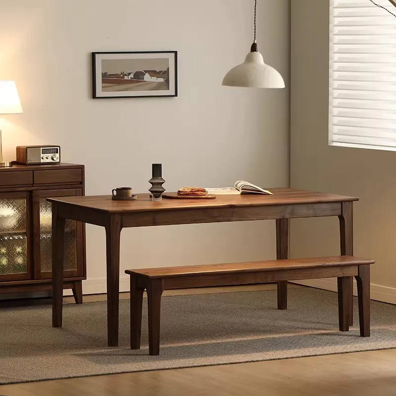 Black walnut log dining table dining table and chair combination cherry wood rectangular desk solid wood dining table