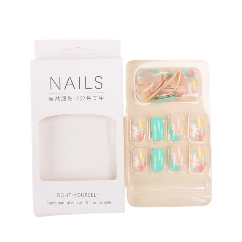 

Wearing Nail Color Flower French Nail Art Finished Products European and American False Nail Patches
