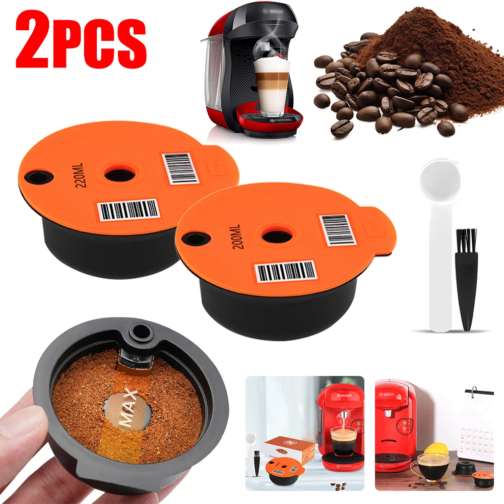 

Reusable Coffee Capsule Filters with Spoon Brush Coffee Machine Filter Cup Refillable Accessories for Xmas Valentines Day Gifts