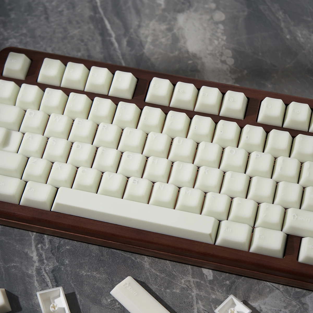 Cherry Profile White Semitransparent Keycaps 154 Keys Translucent Double Shot PBT Keycaps for MX Switches Mechanical Keyboards