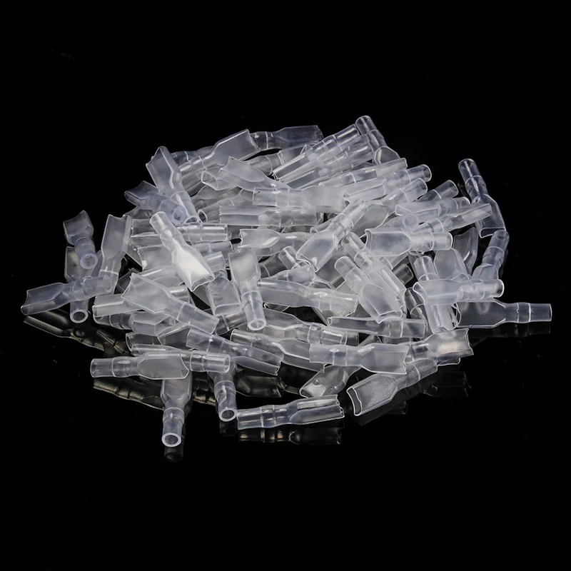 100/200 PCS Male/Female Spade Crimp Terminals Electrical Insulating Sleeve Wire Wrap Connector 2.8/4.8/6.3mm