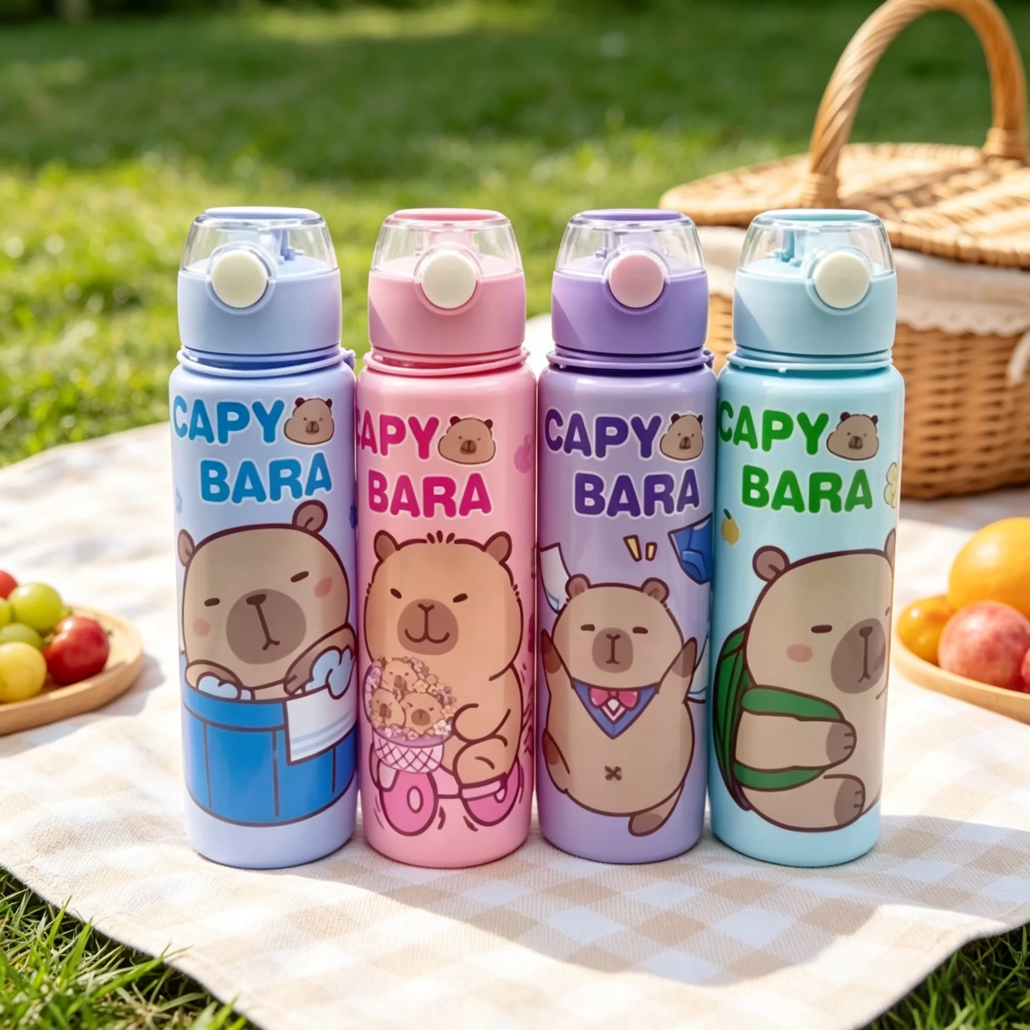 700ml BPA-Free Water Bottle – Cute Capybara Design, Leak-Proof Durable with Carry Strap | Ideal for Sports Fitness, Home Use