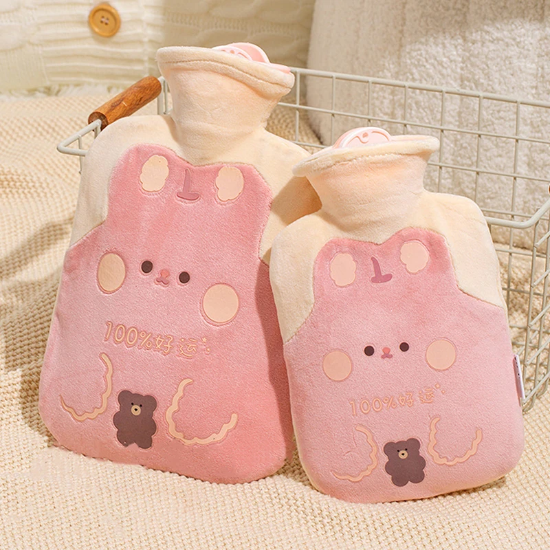 Cute Hot Water Bottle Bag For Girls Plush Shoulder Hand Warmer Heat Pack Warm Belly Instant Hot Pack Winter Water Heating Pad