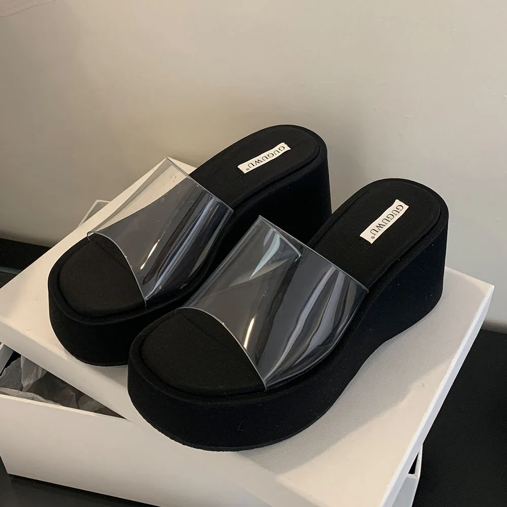 Platform Wedges Transparent Mules Sandals 2026 Summer New EVA Women Sandals Comfy Trendy Shoes