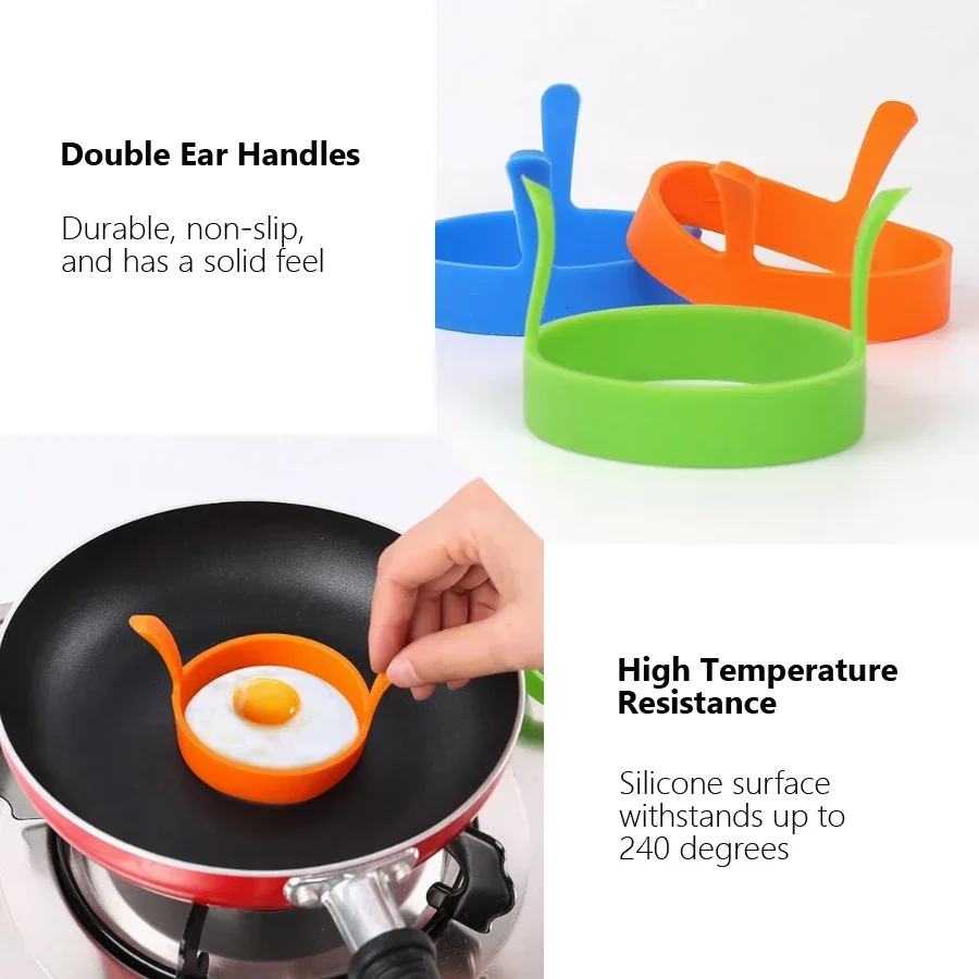 3Pcs Food Grade Silicone Egg Rings Set for Breakfast Omelette Fried Egg Pancake Cooking DIY Tool Frying Egg Moulds Kitchen Acces