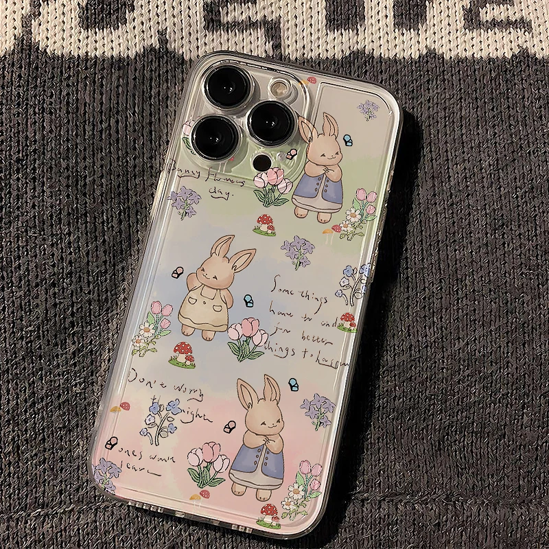 Starry Sky Cute Rabbit Phone Case For Samsung Galaxy S25 S24 S23 FE S21 S22 NOte 20 Ultra Plus  A55 A54 A53 A35 A33 A16 5G Cases
