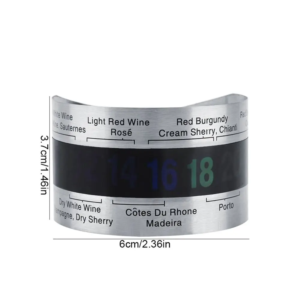 4 Pcs Stainless Steel Wine Thermometer LCD Display Clip LCD Temperature-changing Bottle Snap Thermometer Bracelet Beverage Tool