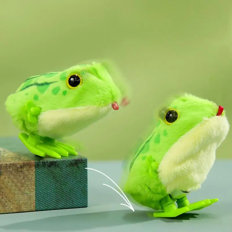 Wind Up Toys For Kids Funny Plush Frog Wind-Up Toy Crawling Spring Toy Clockwork Animal Toys Adorable Wind-Up Toys Frogs For