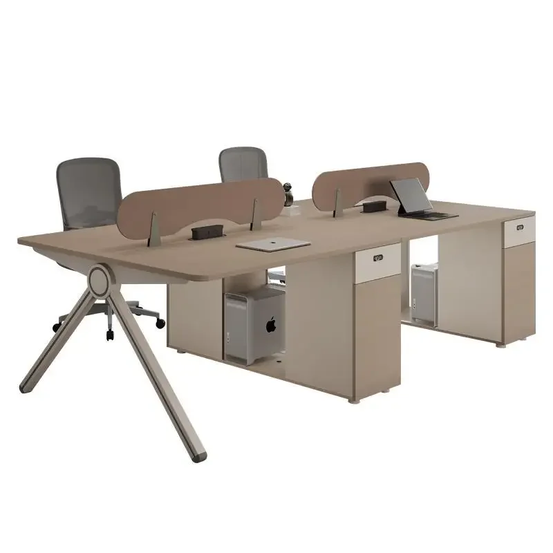 Modern Simple Double Computer Desk for Office Ergonomic Design Anti-Tip Design Compact Size Stable Structure Reinforced Frame