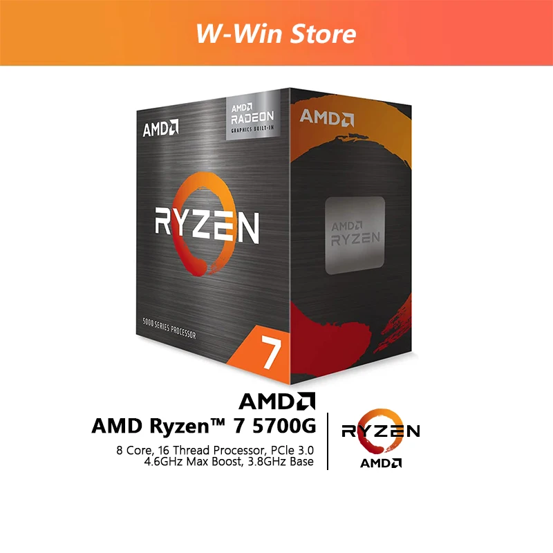 AMD Ryzen 7 5700G R7 5700G 3.8 GHz 8-Core 16-Thread 65W CPU Processor L3=16M 100-000000263 Socket AM4 Origin Box With Fan