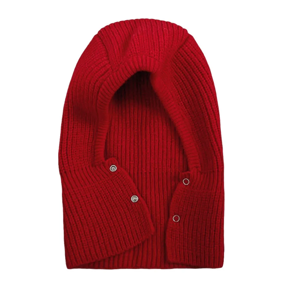 

Solid Color Kids Balaclava Hat Warm Knitted Korean Style One Piece Scarf Cap Hooded Design Fashion Striped Ear Protection Caps