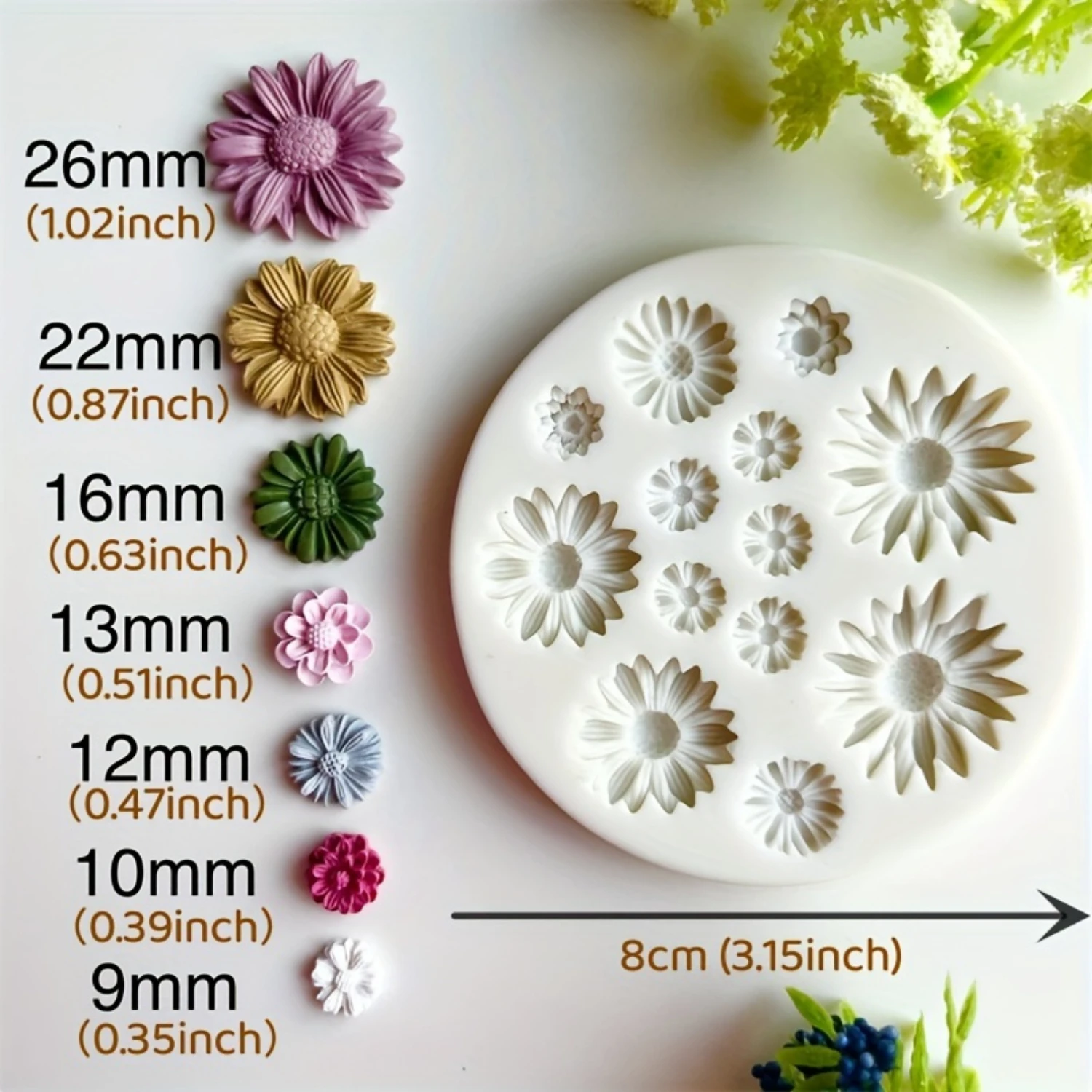 Moule en silicone fleur, applicateur de gratitude, parfait pour les bijoux en argile polymère, les boucles d'oreilles et les pompons, bricolage, bonbons et cuisson au chocolat, 1PC