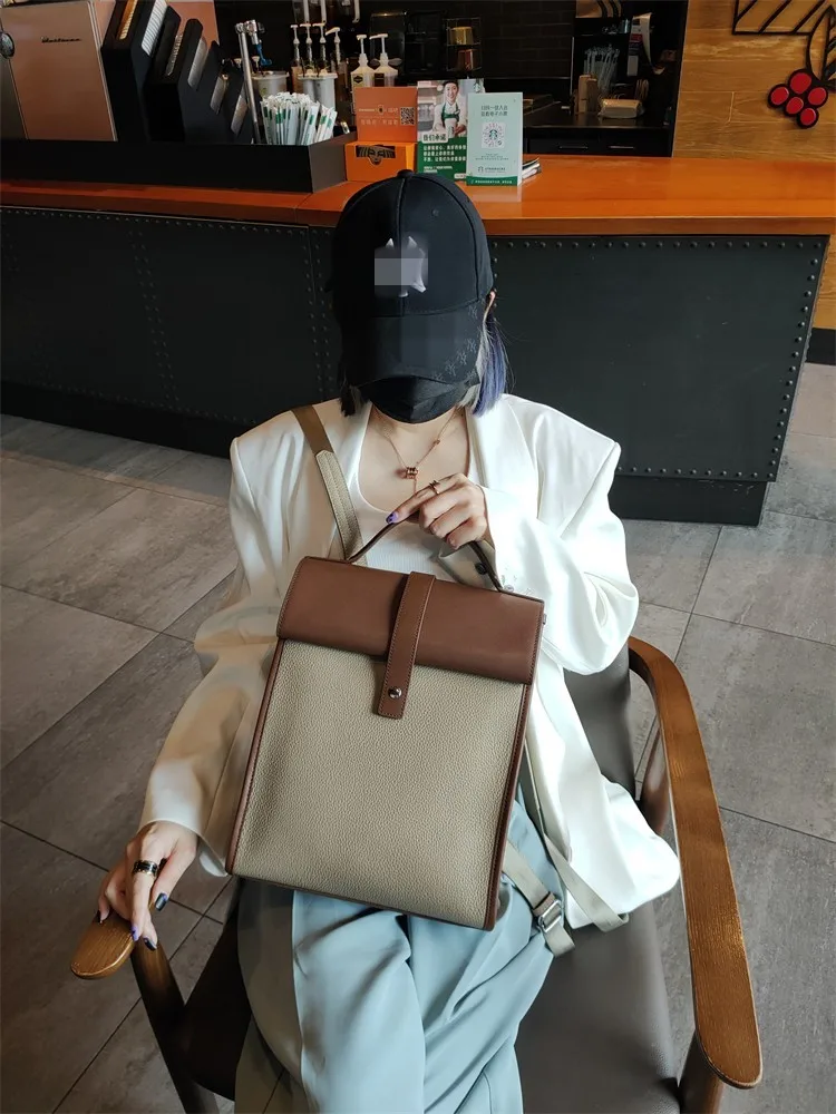 Women Genuine Leather Backpack New Fashion Laptop Briefcase Soft Cowhide High Street Unisex Student School Satchel Casual Bag