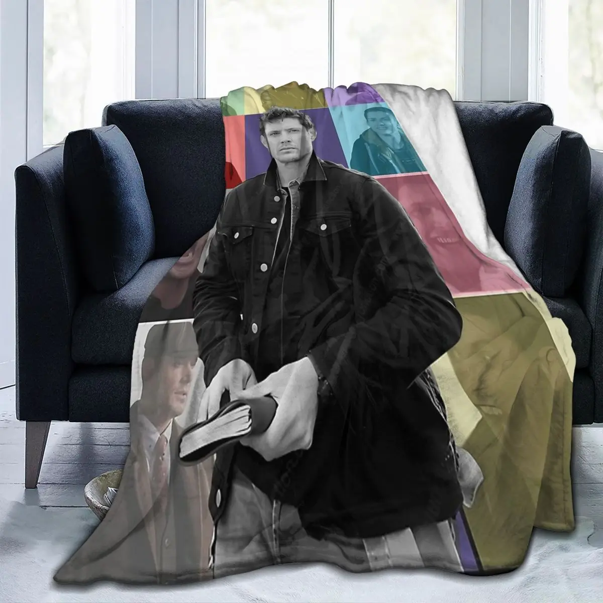 Throw Blanket Dean Winchester Collage Micro Fleece Blanket Four Sizes Retro Portable Suitable For Sofa Nice Gift