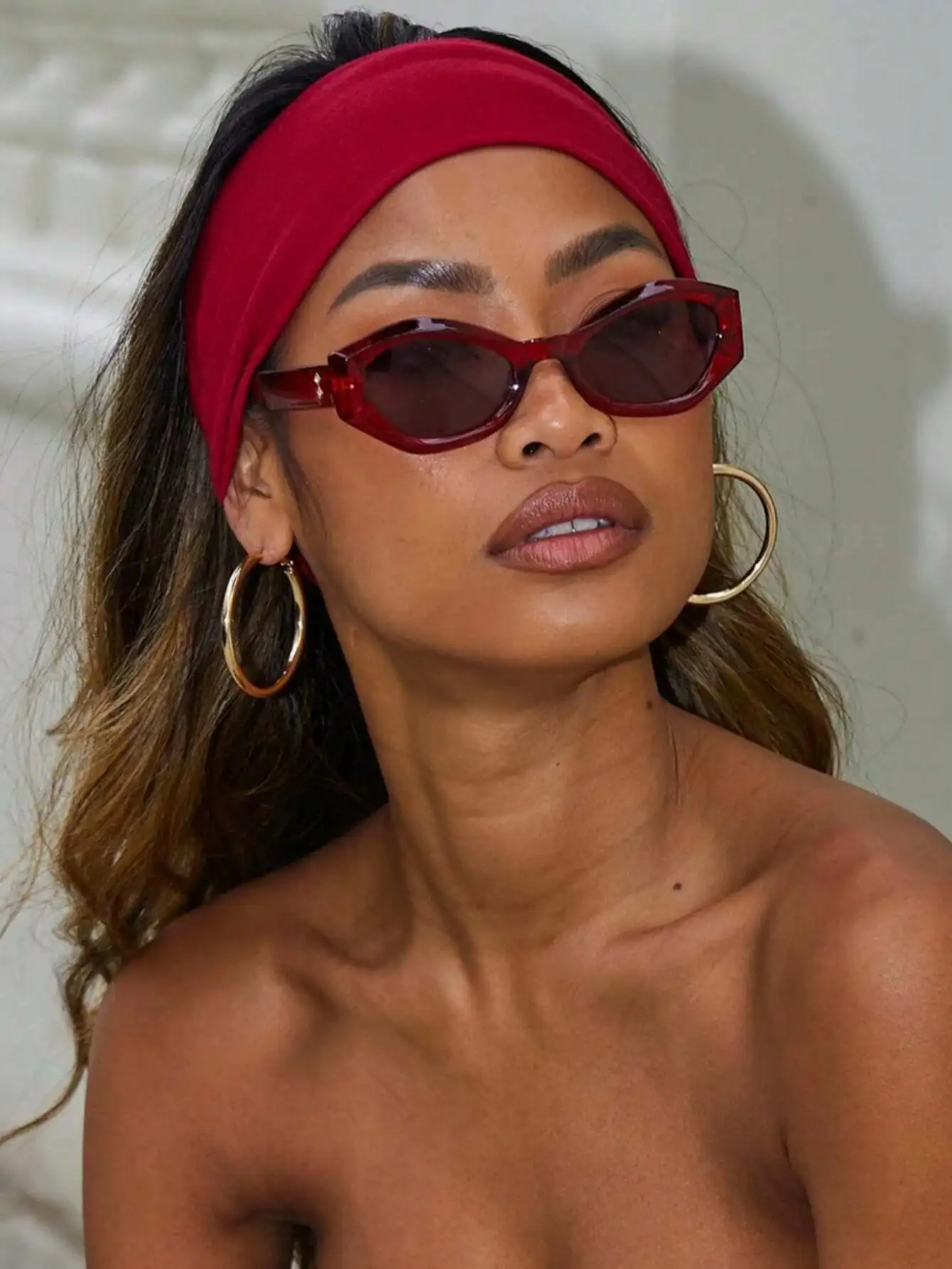 

Модные солнцезащитные очки Red Cat Eye для женщин - защита от УФ-излучения UV400, уличный стиль