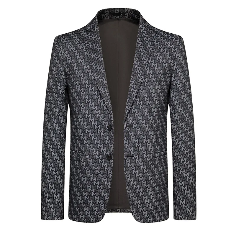 

2026 men's autumn new business fashion, slim-fitting striped jacquard blazer